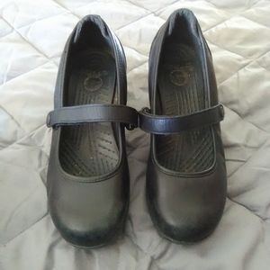 Crocs Mary Jane style black wedge heels